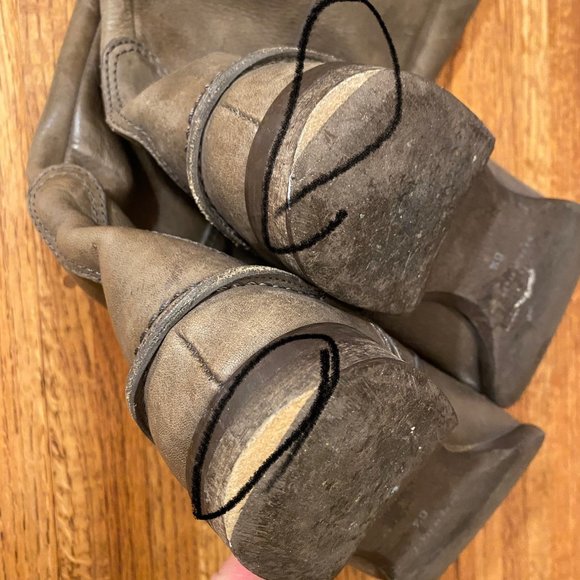 1937 Footwear Italy Women's Sz 6.5 Brown/Gra Leather Riding Tall Boots - Picture 7 of 11